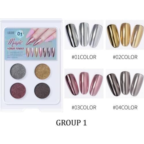LULAA Nail Art Solid Powder Mirror 4 Color Aurora Laser Powder Set Symphony Mermaid Mirror Nail Mirror Powder TSLM2