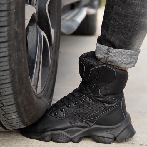 New Work Security Steel Toe Mens Boots Anti-smashing Combat Ankle Boot Military Tactical Desert Boot Army Working Mens Shoes