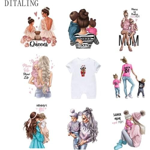 Russian Mom Patches For Clothing Girl Boy DIYT-Shirts Thermal Sticker On Hoodies Washable Custom Patches Heat Transfer Stickers