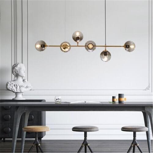 Nordic Loft Dinner Vertical Section Long Chandelier Restaurant Living Room Chandelier Glass Bubbles Hanging Lights