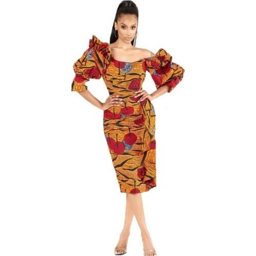 Sexy Womens Dress 2021 Spring And Summer Fashion New Sexy Print Strapless Pencil Skirt Split Mid-length Skirt Women Dashiki
