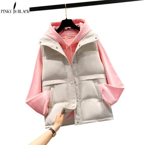PinkyIsBlack Autumn Winter Womens Solid Loose Vest Stand Collar Short Vest Jacket Cotton Padded Women Windproof Warm Waistcoat