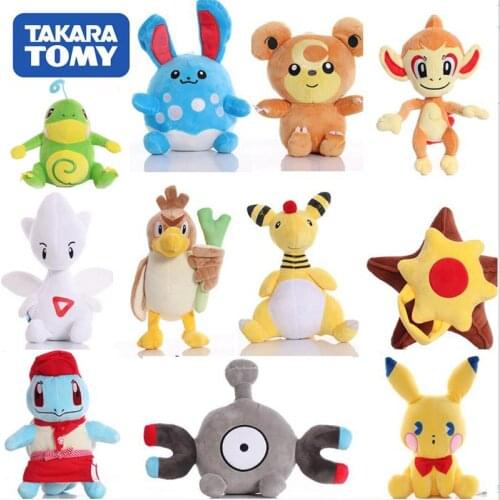 TAKARA TOMY Pokemon Plush Doll Stuffed Collection Toys Pikachu Squirtle Cute Anime Figure for Children Christmas Event Gift
