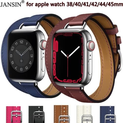 Bracelet Correa For Apple Watch Band 42mm 38mm Leather Attelage Double Tour Strap For iWatch Strap 40mm 44mm SE Series 6 5 4 3 2