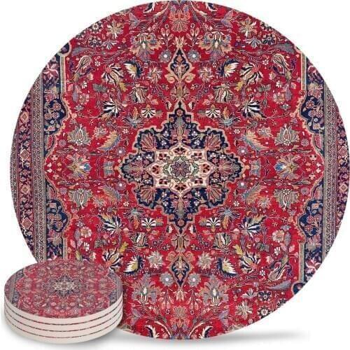 Northwest Persian Rug Ceramic Coasters Waterproof Tea Cup Mat Modern Home Decor Coffee Table Decor Coasters for Glasses