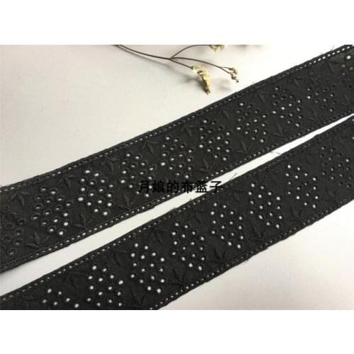 DIY hand quilted cotton fabric lace black thick cotton double embroidery lace 4.5CM