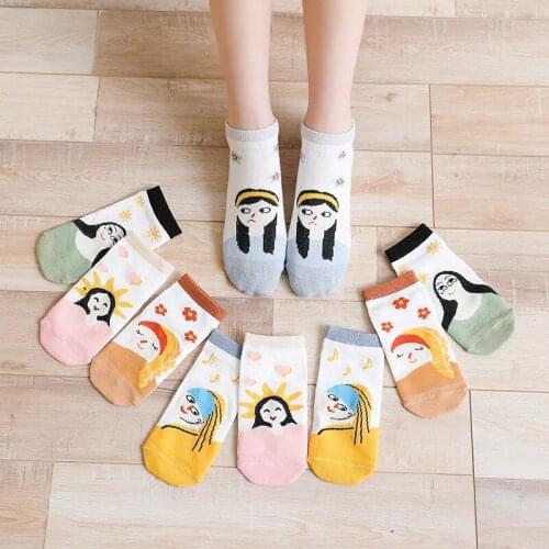 Oil Painting Women Socks Van Gogh Chic Art Funny Patterned Fashion Short Socks Classical Unique Cool Cute Female Ankle Sock Girl