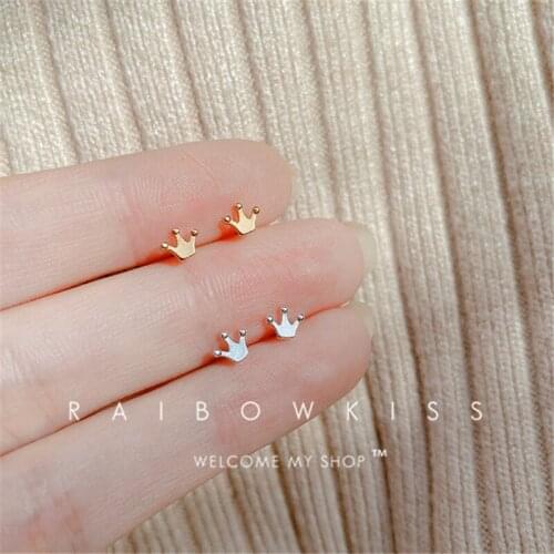 Crown Earrings 2021 New Design Princess Crown Earrings Simple Ins Style