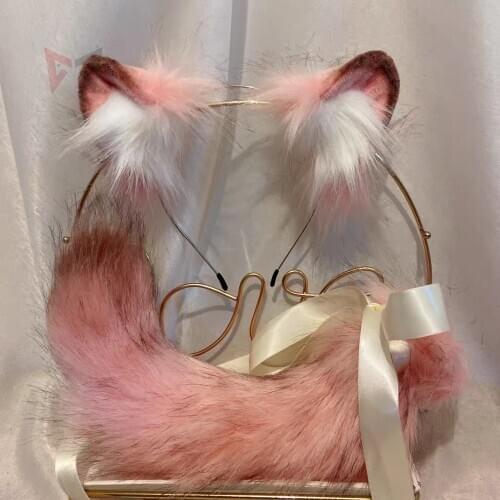 MMGG New Cat Ears Tail Beast Hair Hoop Custom Made Hairpin Set For Girl Women Costume Accessories Hand Made Work