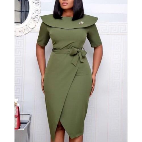 Office Dresses for Ladies 2021 Formal Classy Temperament OL Commuter Solid Color Elegant Business Work Womens Dress Midi Robe