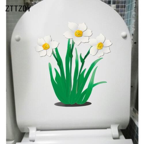 ZTTZDY 20*21.9CM Fresh Daffodil Bathroom Toilet Sticker Fashion Home Room Wall Decals Decor T2-0248