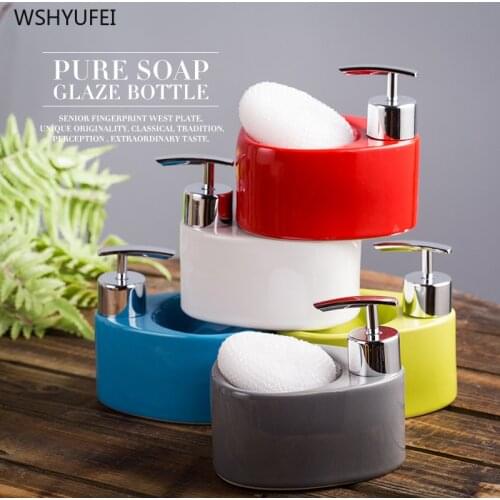 1pcs ceramic solid color 400ml shampoo cosmetic lotion container empty bottle lotion bottling tube squeeze container