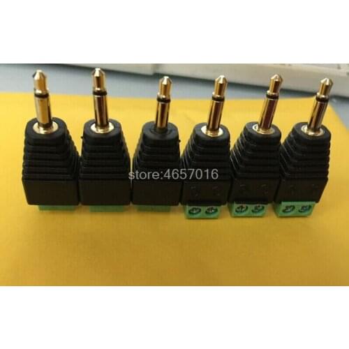 10pcs Gold Video AV Balun 3.5mm 2Pole Mono Male to AV Screw Terminal Jack 3.5 mm Male 2 Pin Terminal Block Plug connector