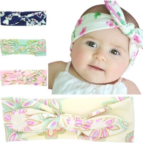 12PCS Top Sale Baby Print Fabric Rabbit Ears Hair Bands Child Headbands Baby Knot Hairwear Decoration Hairbands for Kids Girls
