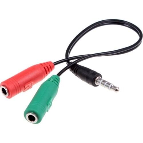 AUX Cable 3.5mm Stereo Audio Plug 2 Male to 1 Female Adapter Cable Splitter Microphone and Headphone Jack Cord
