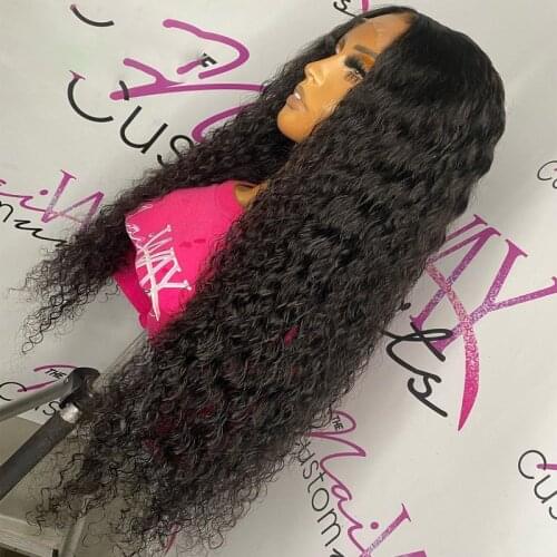 26 Inch Long Kinky Curly 180%Density Synthetic Lace Front Wig for Black Woman Babyhair Preplucked Glueless Heat Resistant Daily