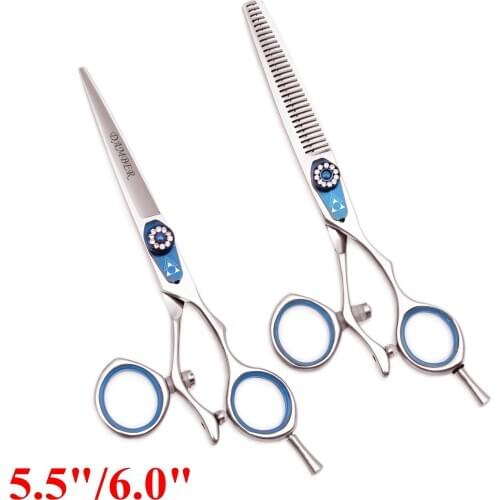 5.5 6.0 Hair Scissors Rotate Handle Professional Barber Scissors Hight Quality Hairdressing Scissors Cutting Thinning 440c 9019