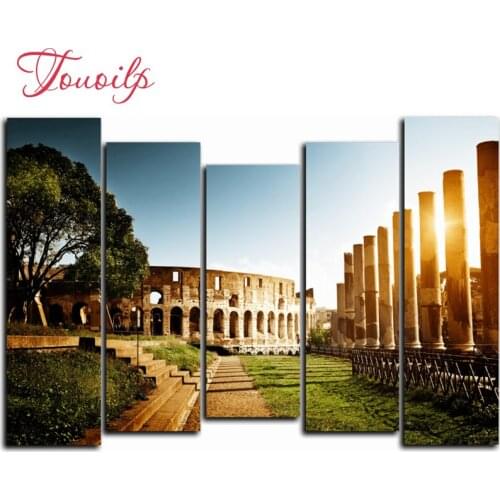 5pcs,Full,square&round Diamond Embroidery,Ancient castle Diamond Painting,Cross Stitch,3D,Diamond Mosaic,diamond pattern,Crafts