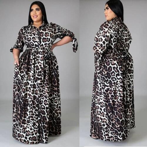 Africa Leopard Print Dress Women Dashiki 2021 New African Spring Summer Elegant Party Robe Fashion Plus Size Africa Dresses Lady