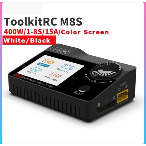 ToolkitRC M8S 400W 18A Color Screen Balance Charger Discharger For 1-8S Lipo LiHV Life Lion NiMh Pb Battery For RC models
