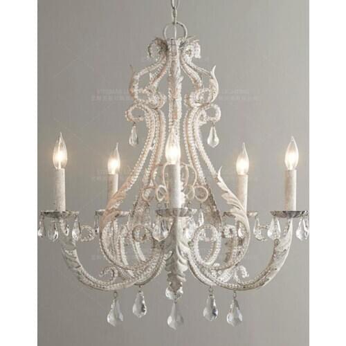 Retro White crystal chandeliers vintage bedroom crystal hanging lights nordic bedroom home pink lights for living room kitchen