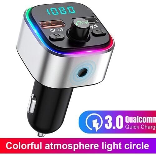 Konrisa QC3.0 Fast Charger Bluetooth FM Transmitter Wireless A2DP Lossless Music Player Dual USB Port Support TF Card USB Driver
