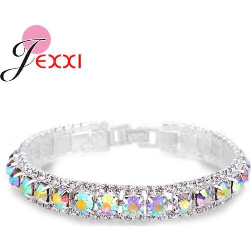 Shinny Cubic Zircon Jewelry European Brand 925 Sterling Silver Charm Bangles& Bracelet Fast Shipping