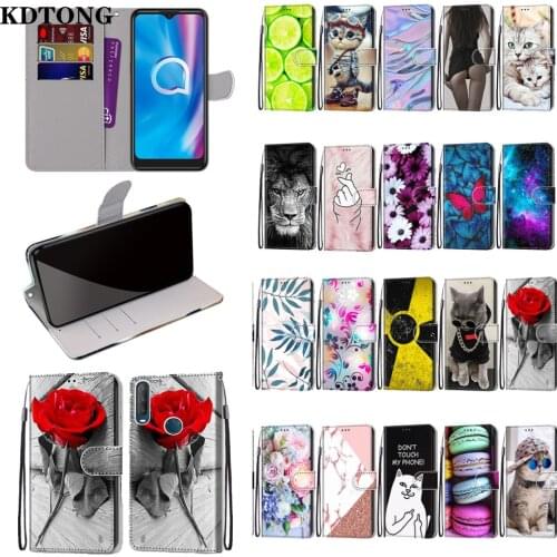 Latest 3D Painted Phone Case for Alcatel 3L 1L 1S 1SE 2020 2021 Fundas PU Leather Card Slot Wallet Magnetic Stand Protect Cover