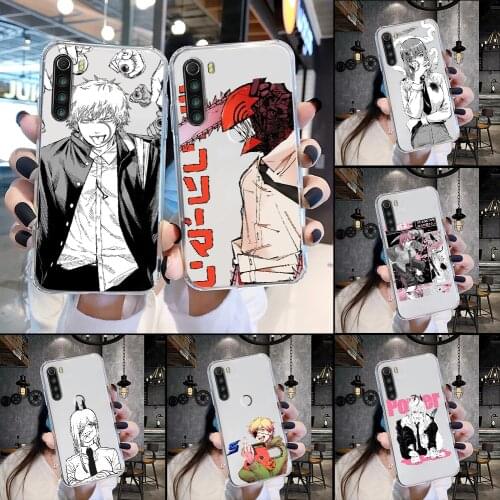 Anime Chainsaw Man Phone Case Transparent For Xiaomi Redmi Note 7 7A 8 8T 9 9A 9S 10 K30 Pro Ultra transparent trend coque art