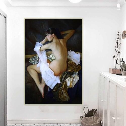 Citon Sergey Marshennikov《Sleeping sexy lady》Canvas Art Oil Painting Backgdrop Wall Decor Home Living Room Decoration
