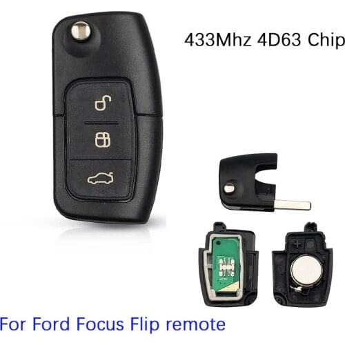 CN018045 Aftermarket Ford focus 3 button flip remote control key 433MHZ 4D63