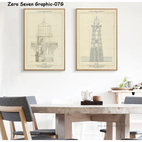 Retro Lighthouse Structure Drawing Canvas Painting Poster And Print Living Room Library Wall Art Picture Home Decoration Posters