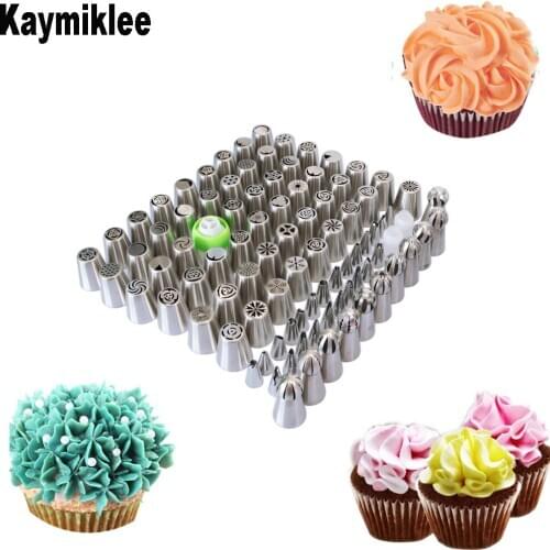 KAYMIKLEE 95PCS/SET Nozzle Pastry Cake Icing Piping Stainless Steel Tips Pastry Cake Decoration Set CS090