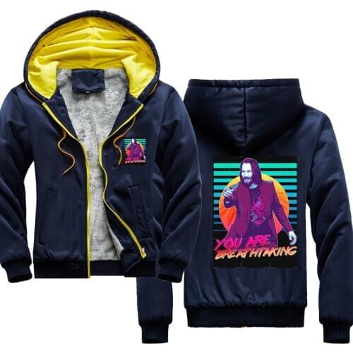 Keanu Reeves You are breathtaking Hoodies Camouflage sleeve Jacket Hoody Zipper Winter Fleece WARM Sweatshirt Jacket Harajuku