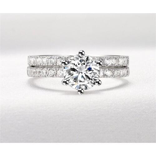 Solid 925 Sterling Silver White Gold Zircon CZ Engagement Ring Set Women Fine Jewelry 2021 Women Wedding Crystal Party Bridal