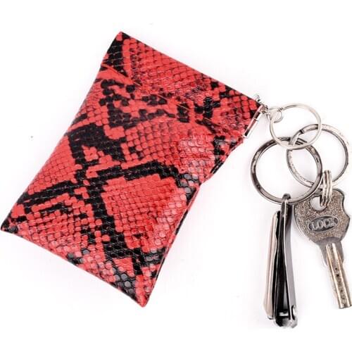 Key Wallet Keychain Housekeeper Case 2020 Fashion Snake Pattern Key Chain Holder Pouch Women Men PU Leather Small Car Key Bag