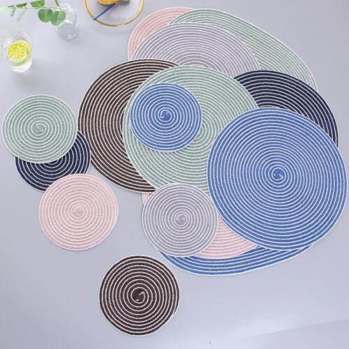 Japanese Style Ramie Round Placemat Cotton Yarn Dining Table Mat Non Slip Insulation Pad Disc Bowl Pads Home Hotal Kitchen Decor