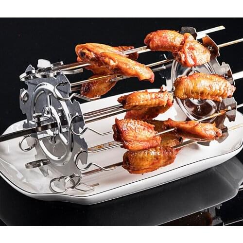 Stainless Steel BBQ Metal Oven Roasted Beef Turkey Rotisserie Forks Spit Charcoal Chicken Grill For Camping Cooking Tools