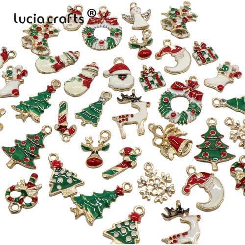 Lucia Crafts 13/19Pcs Creative Christmas Pendant DIY Metal Crafts Xmas Tree Christmas Decor Kids Gift H0250