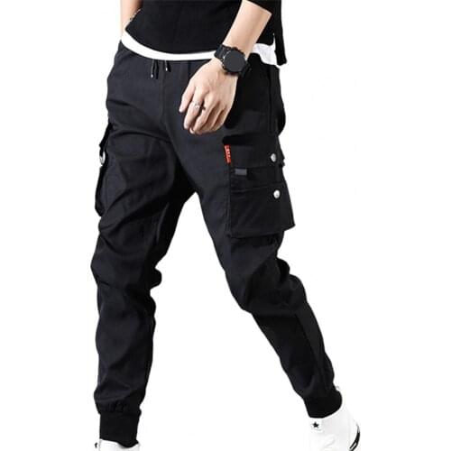 80%HOTPants solid color thin section mens tie-foot overalls mens trousers daily life