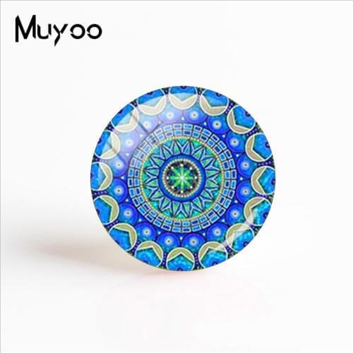 2018 New Kaleidoscope Buddhism Mandala Handmade Photo Cabochons Dome Art Glass Dome Vintage Neon Blue Purple Green