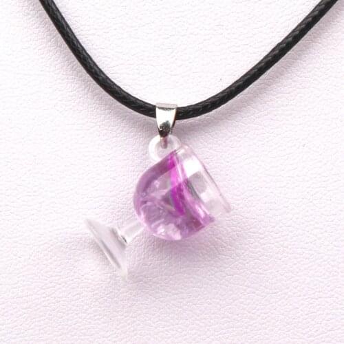 New Acrylic Cute Necklace Fruit Drink Wine Glass Pendant Pendant Couples Womens Girls Gifts Trinkets Direct