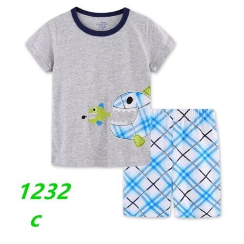 New Childrens Dinosaur Pajamas Set Kid Pijama Cartoon Animals Printed Cotton Short Pajamas Girls Pyjamas Child Night Wear