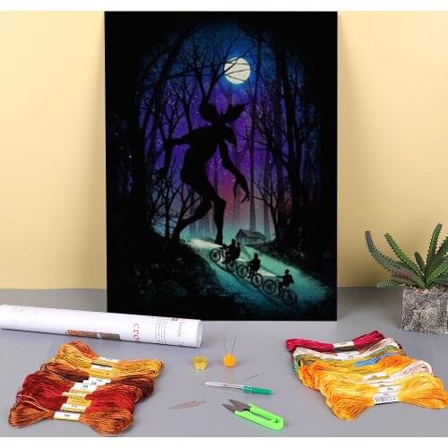 Stranger Things Poster Printed 11CT Cross-Stitch Patterns Embroidery DMC Threads Handiwork Painting Handicraft Different