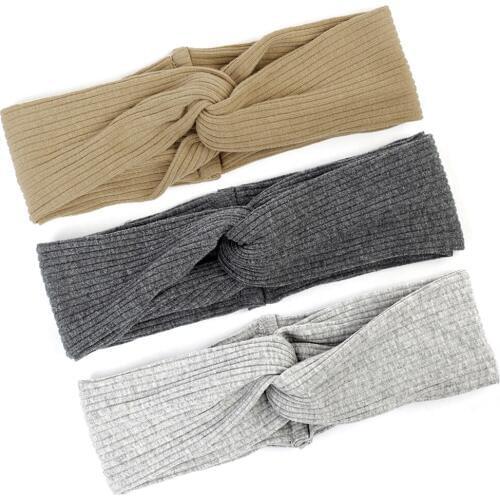 Cross Knot Headband For Kids Ribbed Striped Hair Accessories Baby Girls Hairband Children Turban Wraps Cotton Elastic Hair Bands