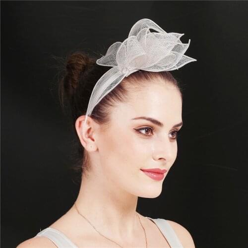 White Fashion Bride Wedding Headband Headwear Ladies Elegant Nice Hair Band Accessories For Party Dinner Headdress Prom Derby