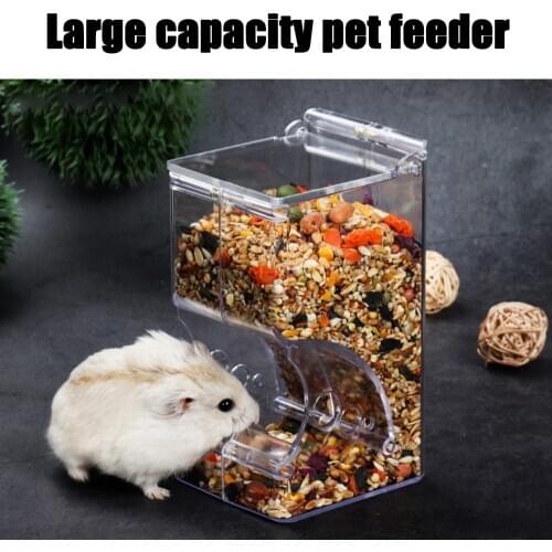 Transparent Plastic Hamster Rabbit Food Dispenser Clear Automatic Fixable Pet Feeder For Hamster Guinea Pigs Food Bowl Container