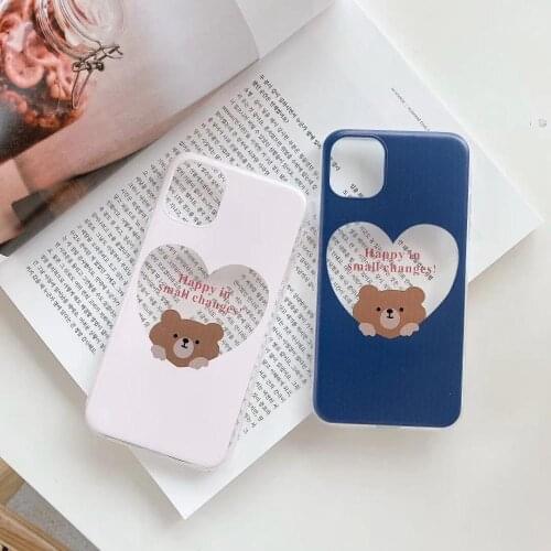 Love Transparent Case For iPhone XR 11 Pro Max XS Max X Silicone Cover For Apple iphone 6S 6 7 8 Plus Cartoon Bear Couple Cases