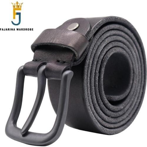 FAJARINA High Quality Cowhide Belt Mens Solid Pure Genuine Leather Strap Belts for Men Buckle Fancy Vintage Jeans N17FJ338