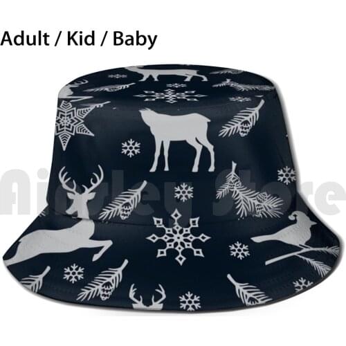 Christmas Spirits Winter Pattern Sun Hat Foldable UV Protection Christmas Snow Snowflake Crystal Deer Reindeer Partridge